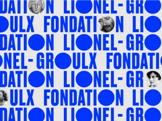 Bannière avec le logo de la Fondation Lionel-Groulx répété en filigrane