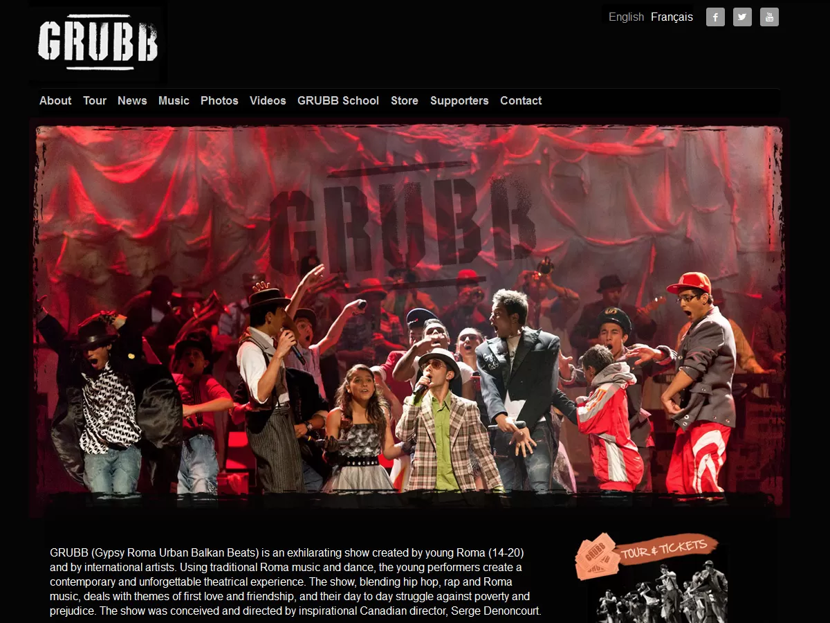 Site web de GRUBB – Page d'accueil (anglais)