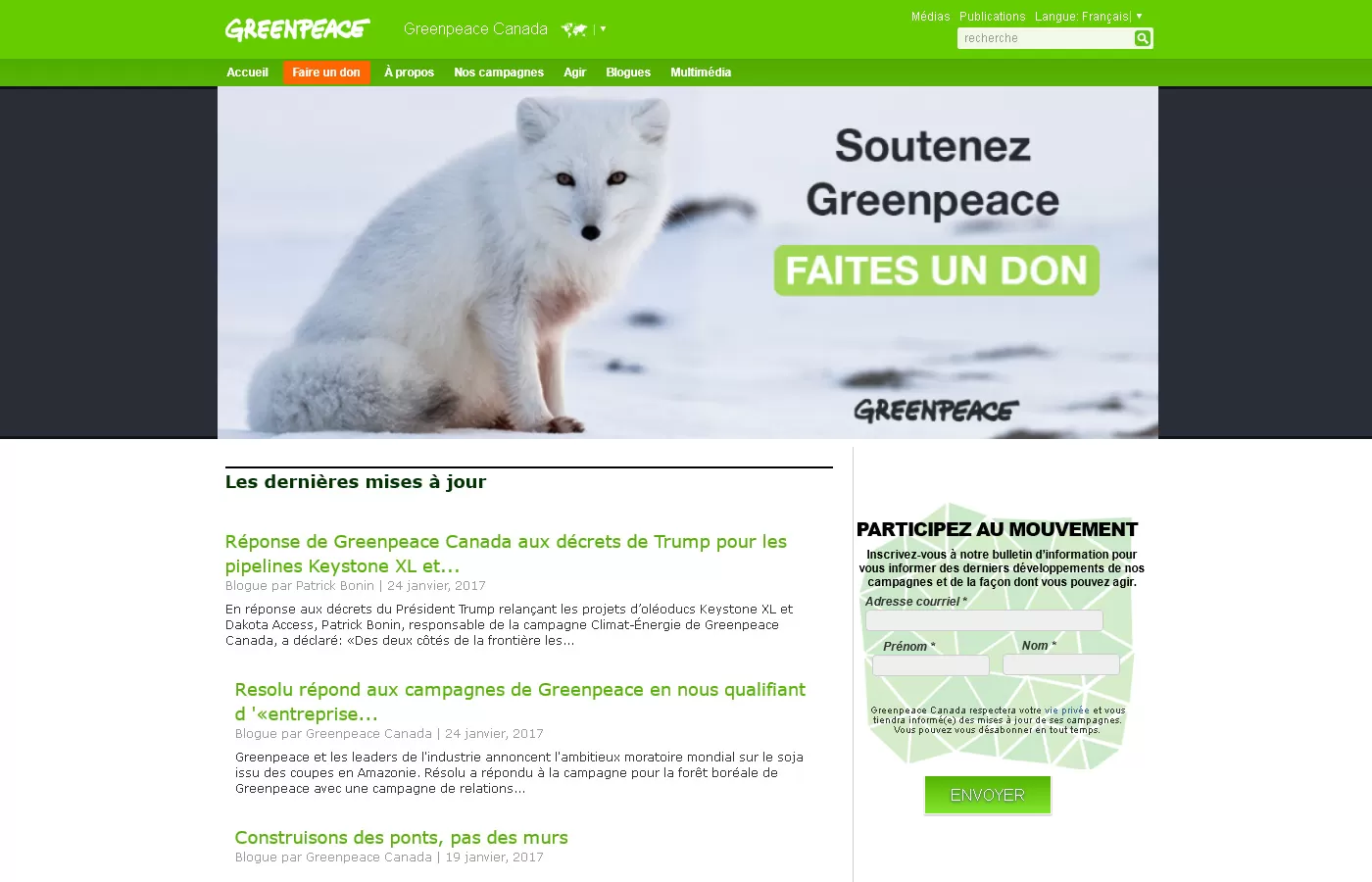 Greenpeace Canada – Page d'accueil