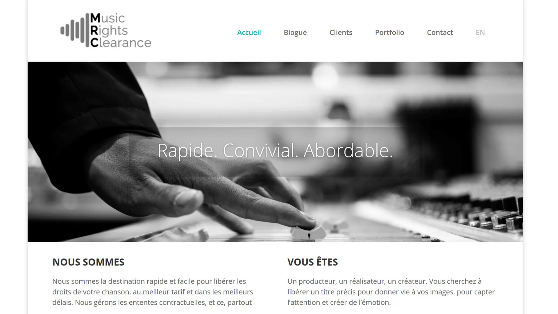 Music Rights Clearance (page d'accueil)