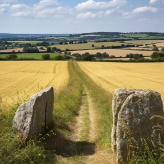 Megaliths marking a pathway through the English countryside. Photo: BenLovegrove.com.