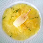 Carpaccio d’ananas à la verveine surmonté d’un esquimau au citron, Brasserie des Confluences