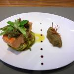 Dos de grosse truite Murgat, tian de courgettes et caviar d’aubergines, restaurant L’Espace PH3 à Vienne